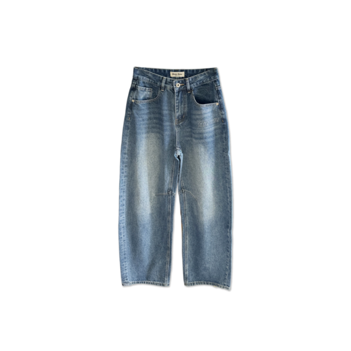 M1v M1v letter embroidered scimitar jeans